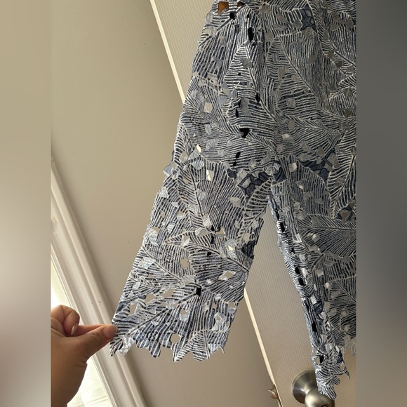 Chico’s lace cardigan jacket blue size 2x scalloped hems - Picture 3 of 11